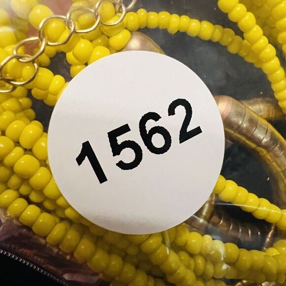 Beautiful Yellow Brassy Tone Multi Strand Seed Beads Statement Necklace 1562 - Picture 13 of 13